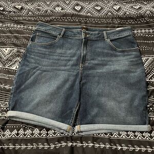 Lee Dark Blue Rolled Cuff Denim Shorts